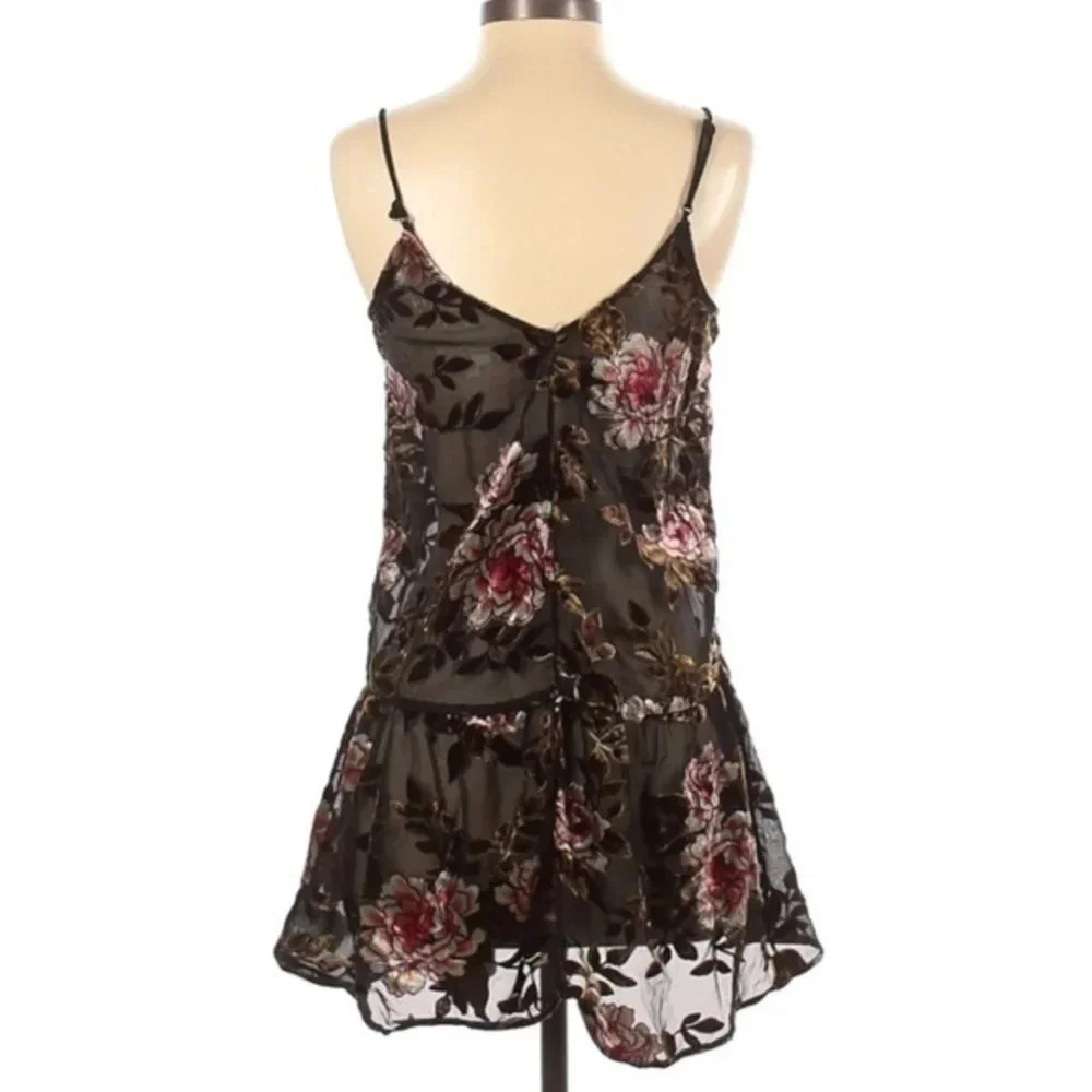 American Eagle Y2K Velvet Burnout Brown Ruffle Bohemian Floral Dress Size XS - Picture 3 of 3